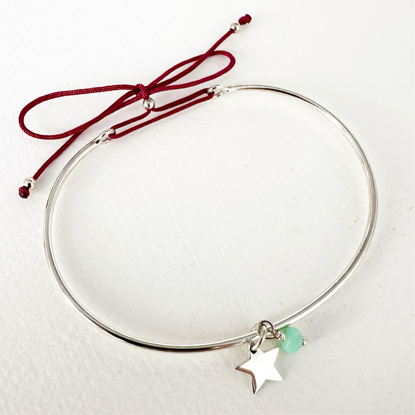 Pulsera Esclava de Plata con Estrella y Piedra